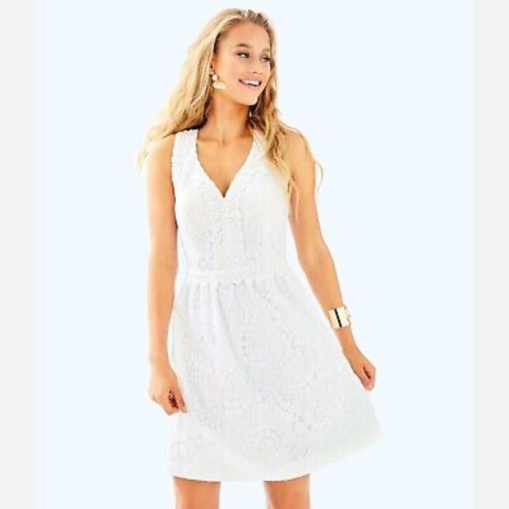 Lilly Pulitzer White Graduation Dress Fit-and-Flare Sleeveless Dress Size 0